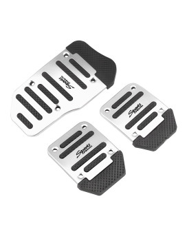 3Pcs Nonslip Car Pedal Pads, Aluminum Auto Manual Transmission Brake Pad Cover, Sports Gas Fuel Petrol Clutch Foot Pedals, Car Replacement Accessories Universal For Car, Suv, Atv (Silver)