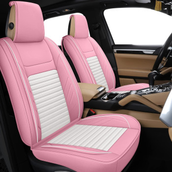 Aoog Pink Leather Car Seat Covers, Leatherette Automotive Seat Cover For Cars Suv Pick-Up Truck, Universal Non-Slip Car Seat Cover Waterproof Protectors Interior Accessories, Full Set