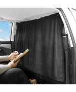 Ovege Car Divider Curtains Sun Shade (99 Opaque Upgrade Version)-Privacy Travel Nap Night Car Camping Detachable Simple Curtain(Black-Thick)