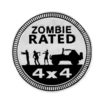 Zomble Badge Rated Car Emblem, 4 X 4 Automotive Badge 3D Metal Car Badges Emblems Round Emblem Decals Car Badge Decals Stickers Compatible With Jeep Wrangler Vehicles Trucks Suv Mask Hook