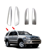 Tocatus Roof Cargo Rack Rail End Cover Shell Cap Trim For 2003-2009 Toyota 4Runner 4Wd N210, Silver, 4Pcs