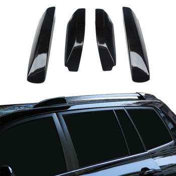 Tocatus Roof Cargo Rack Rail End Cover Shell Cap Trim For Toyota Highlander 2008-2013, Black, 4Pcs