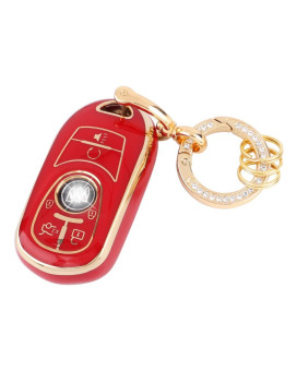 Carfib Key Fob Cover For Buick Accessories Enclave Encore Envision Gl8 Lacrosse Regal Verano 2022 2021 2020 2019 2018 Key Case Holder Car Remote Key Chain Ring Women Tpu Red Gold