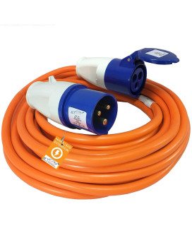 Xtremeauto 10M Extension Lead - Heavy Duty Caravan Hook Up Cable Lead, 240V 16Amp Cable Camping Extension Lead Orange High Visibility Orange Mains Power Lead Cable (10M)