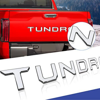 3D Raised Tailgate Inserts Letters Compatible For 2022 Tundra, Abs Plastic Inserts With Strong Adhesive Backing (Chrome Silver)