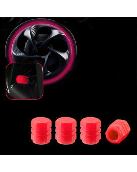 Trnoi Tire Valve Stem Cap For Car,Universal Tire Valve Stem Covers,Night Glow Luminous Wheels Cap,Fluorescent Car Tire Valve Caps(Red,4Pc)