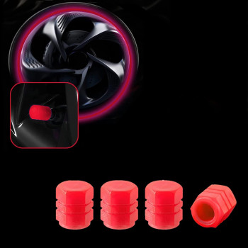 Trnoi Tire Valve Stem Cap For Car,Universal Tire Valve Stem Covers,Night Glow Luminous Wheels Cap,Fluorescent Car Tire Valve Caps(Red,4Pc)