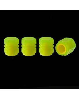 Trnoi Tire Valve Stem Cap For Car,Universal Tire Valve Stem Covers,Night Glow Luminous Wheels Cap,Fluorescent Car Tire Valve Caps(Yellow,4Pc)