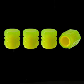 Trnoi Tire Valve Stem Cap For Car,Universal Tire Valve Stem Covers,Night Glow Luminous Wheels Cap,Fluorescent Car Tire Valve Caps(Yellow,4Pc)