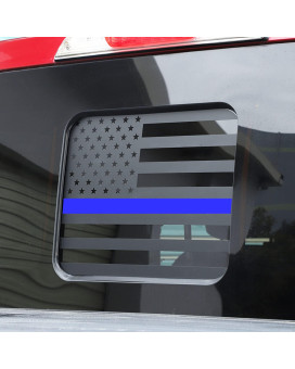 Zxiaochun Rear Middle Window American Flag Decal For Ford F150 F250 F350 2015-2022 2023 Back Centre Sliding Window Glass Usa Flag Vinyl Sticker (Thin Blue Line)