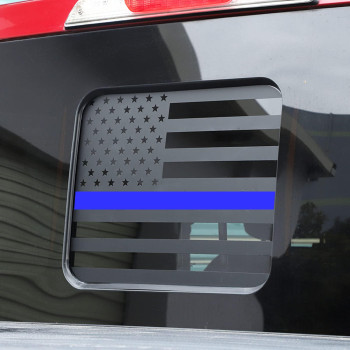 Zxiaochun Rear Middle Window American Flag Decal For Ford F150 F250 F350 2015-2022 2023 Back Centre Sliding Window Glass Usa Flag Vinyl Sticker (Thin Blue Line)