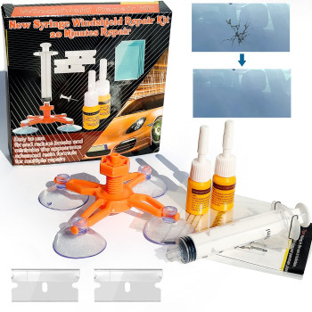 Kmool Windshield Repair Kit, Glass Repair Kit With Syringe Thrusters, Windshield Chip Repair Tools Glass Repair Fluid Quick Fix For Chips,