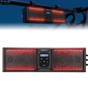 Kemimoto Utv Sound Bar 16 Inch Atv Soundbar Utv Sound System Sxs Speakers Waterproof Bluetooth Connectivity With Multicolor Led Lighting Compatible With Polaris Rzr Can-Am Defender Maverick