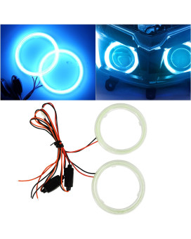 Qasim 70Mm Ice Blue Halo Rings Angel Eyes Headlight Cob 45Smd Led Warning Lamps With Plastic Cover 12V 24V