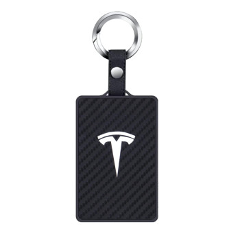 Albeche Upgrade Key Card Holder Protector Cover Keychain For Tesla Model 3 Model Y Accessories (Carbon Fiber)