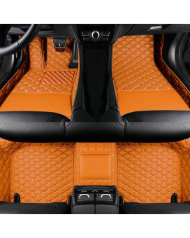 Ajdgl Customize All-Weather Protection Luxury Leather Floor Mats For Cars, Suvs, And Trucks According To Automotive Model (3D Orange Floor Mats For Cars)