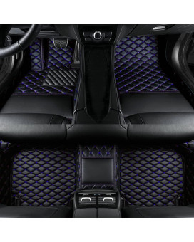 Ajdgl Customize All-Weather Protection Luxury Leather Floor Mats For Cars, Suvs, And Trucks According To Automotive Model (3D Black Blue Floor Mats For Cars)