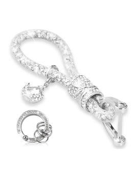 Yonwait Pack-1 B-Ling Crystal Car Keychain, Keychain Accessories With B-Ling Rhinestones, Car Key Chains Glitter Key Ring (Silver)