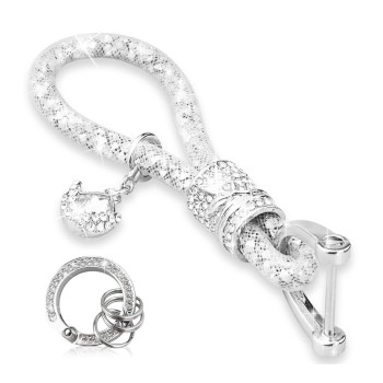 Yonwait Pack-1 B-Ling Crystal Car Keychain, Keychain Accessories With B-Ling Rhinestones, Car Key Chains Glitter Key Ring (Silver)