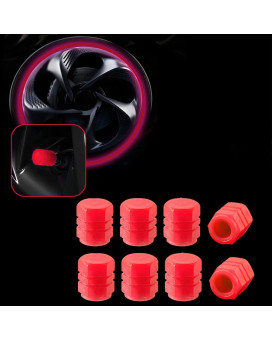 Trnoi Tire Valve Stem Cap For Car,Universal Tire Valve Stem Covers,Night Glow Luminous Wheels Cap,Fluorescent Car Tire Valve Caps(Red,8Pc)