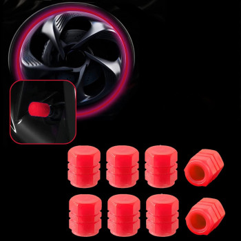 Trnoi Tire Valve Stem Cap For Car,Universal Tire Valve Stem Covers,Night Glow Luminous Wheels Cap,Fluorescent Car Tire Valve Caps(Red,8Pc)