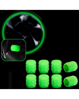 Trnoi Tire Valve Stem Cap For Car,Universal Tire Valve Stem Covers,Night Glow Luminous Wheels Cap For Carssuvstrucks(Green,8Pcs)