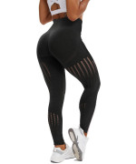 Cfr Women High Waist Yoga Pants Mesh Workout Vital Seamless Leggings 5 Cut Out Black Xl