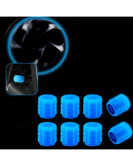 Trnoi Tire Valve Stem Cap For Car,Universal Tire Valve Stem Covers,Night Glow Luminous Wheels Cap For Carssuvstrucks(Blue,8Pcs)