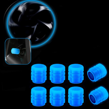 Trnoi Tire Valve Stem Cap For Car,Universal Tire Valve Stem Covers,Night Glow Luminous Wheels Cap For Carssuvstrucks(Blue,8Pcs)