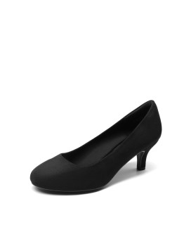 Dream Pairs Womens Luvly-1 Closed Toe Bridal Wedding Low Heel Pump Shoes, Size 9, Black Suede