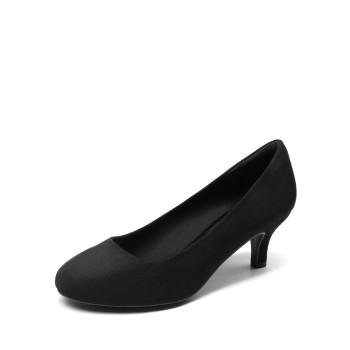 Dream Pairs Womens Luvly-1 Closed Toe Bridal Wedding Low Heel Pump Shoes, Size 9, Black Suede