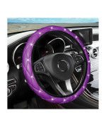 Diamond Soft Leather Steering Wheel Cover, 15 Inch Bling Elastic Steering Wheel Protector With Sparkly Crystal Rhinestones, Auto Accessories Universal For Suv, Truck, Van, Car (Purple)