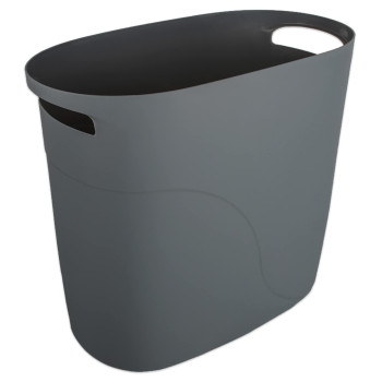 Small Trash Can Slim Waste Basket With Handles 32 Gallon 12 Liter Plastic Garbage Container Bin For Bathroom, Bedroom, Kitchen, Home Office, Dorm, Kids Room, Dark Grey