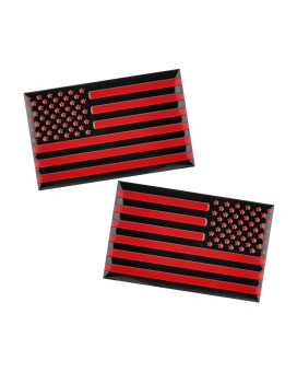 Vagurfo 1 Pair American Flag Metal Car Sticker,Universal Car Stickers Metal American Flag Emblem Sticker Decal,Auto Bumper 3D Us Stickers Decal Accessories (Red1)