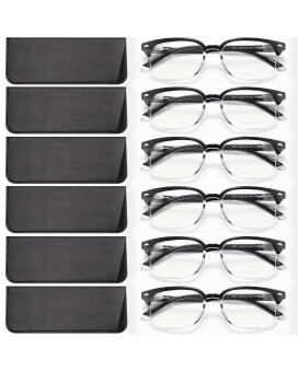 Novivon 6 Pack Reading Glasses Blue Light Blocking For Women Men, Lightweight Anti Eyestrainglare Computer Readers (Black-Transparent,20)