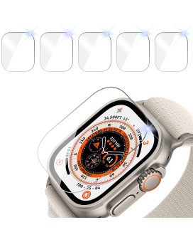 Tiorecime 6 Pcs Screen Protector For Apple Watch Ultra 49Mm 2022, Waterproof Anti-Fog Tempered Glass Screen Protector Compatible With Iwatch Ultra 49Mm Accessories