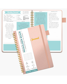Reading Journals For Book Lovers, Book Journal Reading Log For Readers To Review And Track Your Reading, Book Club Journal And Planner, 80 Books (85X55), Rose Gold