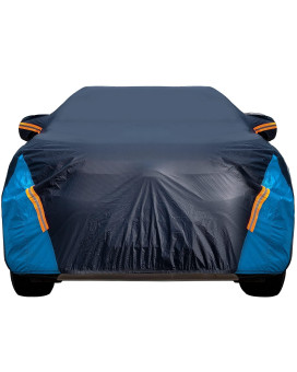 Car Cover Waterproof All Weather For Automobiles, 6 Layers Outdoor Full Exterior Cover Rain Sun Uv Snowproof Protection With Zipper Cotton, Mirror Pocket For Suv (185-190 Inch)