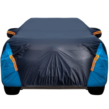 Car Cover Waterproof All Weather For Automobiles, 6 Layers Outdoor Full Exterior Cover Rain Sun Uv Snowproof Protection With Zipper Cotton, Mirror Pocket For Suv (185-190 Inch)