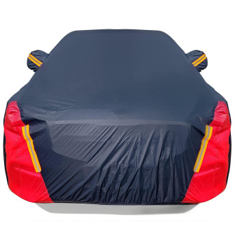 Car Cover Waterproof All Weather For Automobiles, 6 Layers Outdoor Full Exterior Cover Rain Sun Uv Snowproof Protection With Zipper Cotton, Mirror Pocket For Sedan (190-195 Inch)