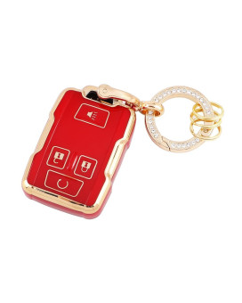 Carfib For Gmc Key Fob Cover Accessories Bling Canyon Sierra 1500 Sierra 2500 Sierra 3500 2017 2018 2019 Key Case Holder Car Remote Key Chain Ring Women Men Tpu Red Gold