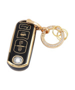 Carfib Key Fob Cover For Mazda Accessories Mazda3 Mazda6 3 6 Cx3 Cx-3 Cx5 Cx-5 Cx9 Cx-9 Mx5 Mx-5 2020 2019 2018 2017 2016 Key Case Holder Car Remote Key Chain Ring Women Tpu Black Gold