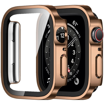 Amizee 2 Pack Compatible With Apple Watch Case 44Mm Series 654Se With Built-In Screen Protector, Hard Pc Straight Edge Ultra-Thin Anti-Scratch Protective Cover For Iwatch 44Mm (Rose Goldclear)