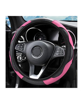 15 Inch Car Steering Wheel Cover, Carbon Fiber Microfiber Leather Elastic Stretch, Anti-Slip Breathable Steering Wheel Protector For Women Men, Car Accessories For Suv, Truck, Van (Blackpink)