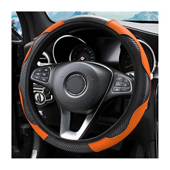 15 Inch Car Steering Wheel Cover, Carbon Fiber Microfiber Leather Elastic Stretch, Anti-Slip Breathable Steering Wheel Protector For Women Men, Car Accessories For Suv, Truck, Van (Ka-Yan)