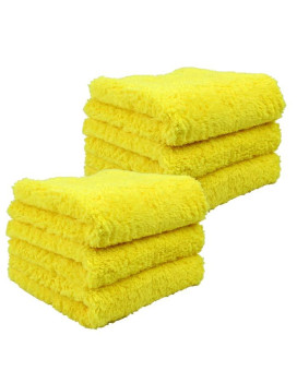 Proje Premium Car Care - Plush Yellow Microfiber Towel For Detailing And Polishing Cars - Ultra Absorbent Microfiber Cloth - Streak Free And Scratch Proof - 500 Gsm 16X16 - Pack Of 6