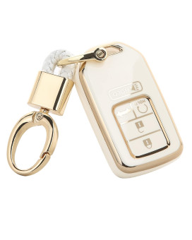 For Honda Key Fob Cover, With Gold Keychain, Car Key Case Shell With Premium Keychain Fit Honda 2015-2021 Accord Civic Crv Pilot Odyssey