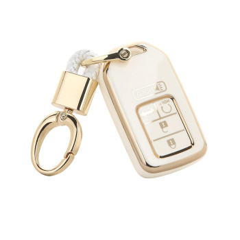 For Honda Key Fob Cover, With Gold Keychain, Car Key Case Shell With Premium Keychain Fit Honda 2015-2021 Accord Civic Crv Pilot Odyssey