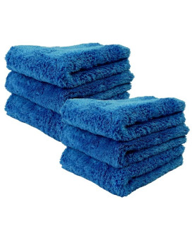 Proje Premium Car Care - Plush Blue Microfiber Towel For Detailing And Polishing Cars - Ultra Absorbent Microfiber Cloth - Streak Free And Scratch Proof - 500 Gsm 16X16 - Pack Of 6