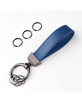 Turcee Leather Car Keychain,Creative Personality Leather Car Key Fob,Car Accessories Universal Key Fob Keychain For Men And Women (Blue)